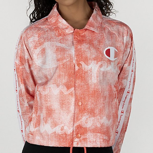 Champion Women's Zip Tape Coaches Jacket Orange - Picture 3 of 15